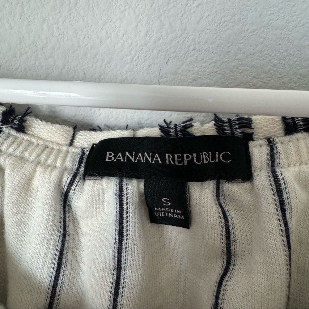 Banana Republic Off the Shoulder Striped Top Size Small Boho Fall Stretch Blue - Picture 15 of 16